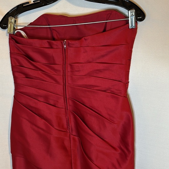 David's Bridal Strapless Apple Red Dress - Picture 5 of 7